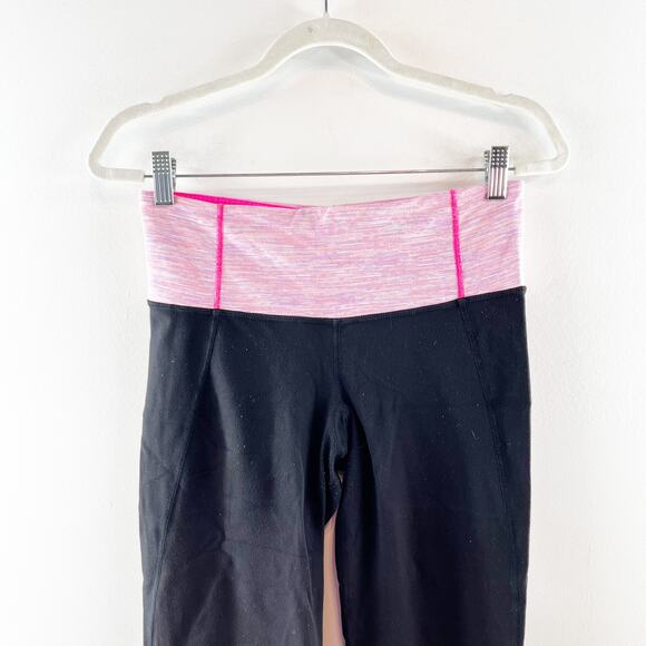 Lululemon Groove Crop Mid Rise Leggings Black Pink 6 - Picture 3 of 7